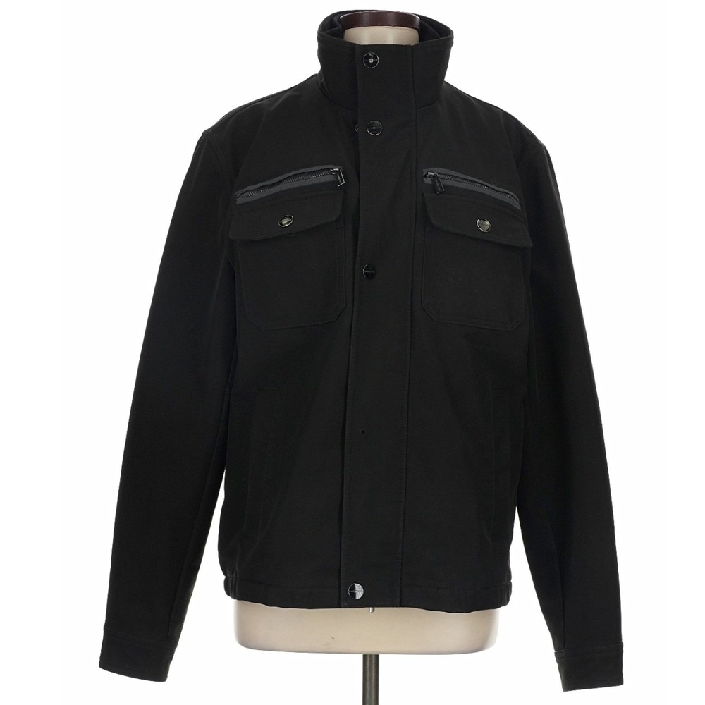 Michael Kors Mens Black Utility Field Jacket Stand Collar Size M